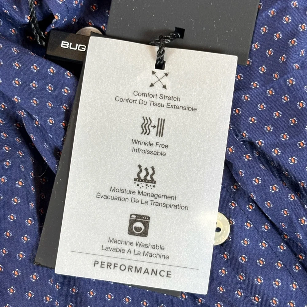 Bugatchi Button Up Shirt Shaped Fit Men’s Xxl Blue Geometric Print - Picture 7 of 9